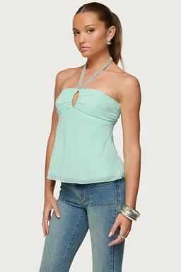 Top halter lentejuelas abertura de Edikted en Tops para argentina
