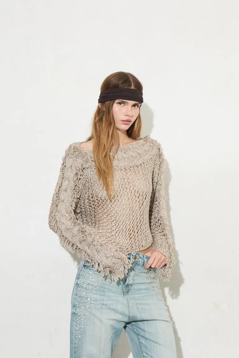 Suéter tejido texturado en tonos marrones para mujer de Allo Martinez en Buzos y Sweaters para argentina