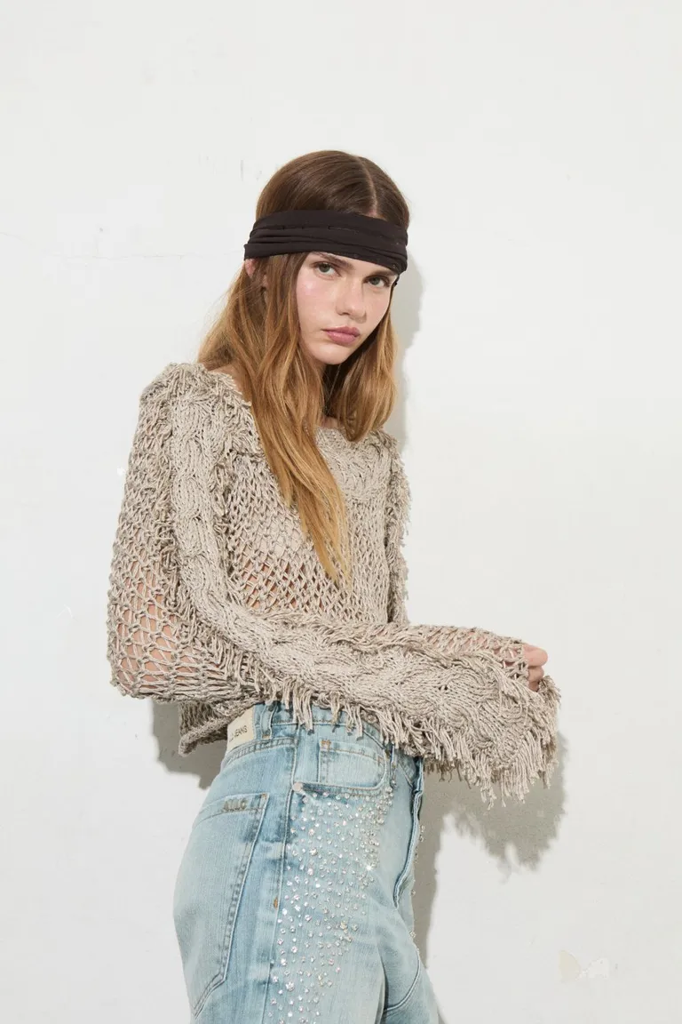 Suéter tejido texturado en tonos marrones para mujer de Allo Martinez en Buzos y Sweaters para argentina