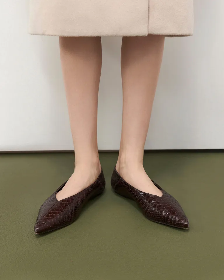 Ballerinas de cuero en estampado de piel de serpiente de Prüne en Ballerinas para argentina