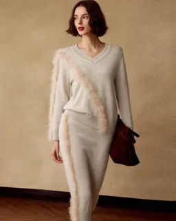 Sweater cuello v detalle esponjoso de Motf en Buzos y Sweaters para argentina