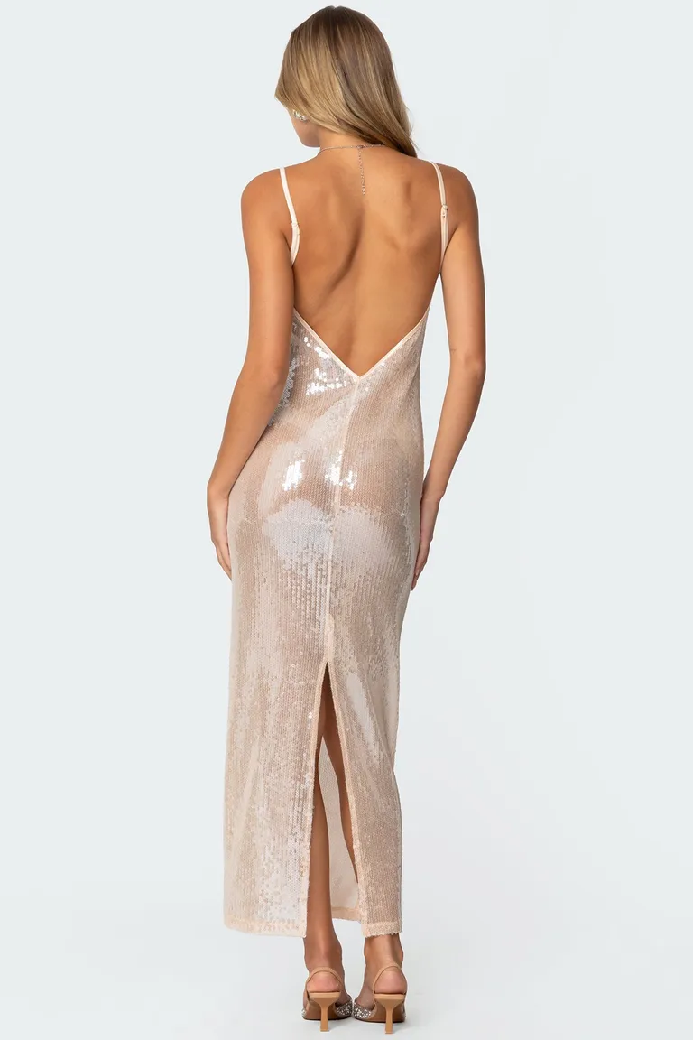 Maxi vestido transparente lentejuelas de Edikted en Vestidos para argentina