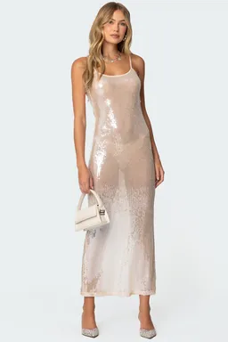 Maxi vestido transparente lentejuelas de Edikted en Vestidos para argentina