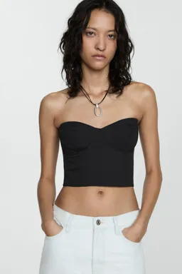 Top crop palabra honor de Mango en Tops para argentina