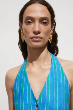 Chaleco lino estampado rayas de Mango en Chalecos para argentina
