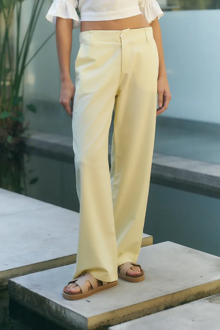 Pantalón wide leg en beige con detalles de bolsillos de Lemmon en Pantalones para argentina