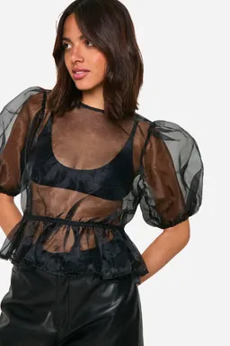 Top organza mangas abullonadas de Boohoo en Tops para argentina