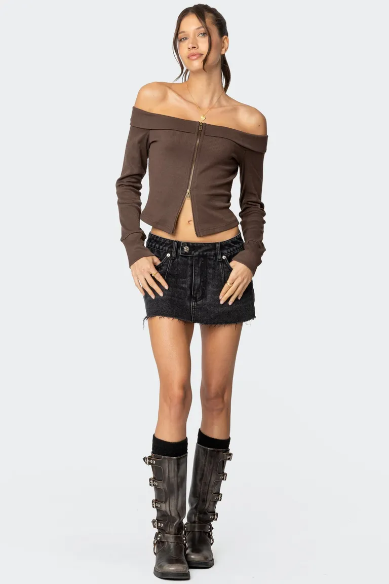 Micro faldashort denim clementine de Edikted en Shorts para argentina