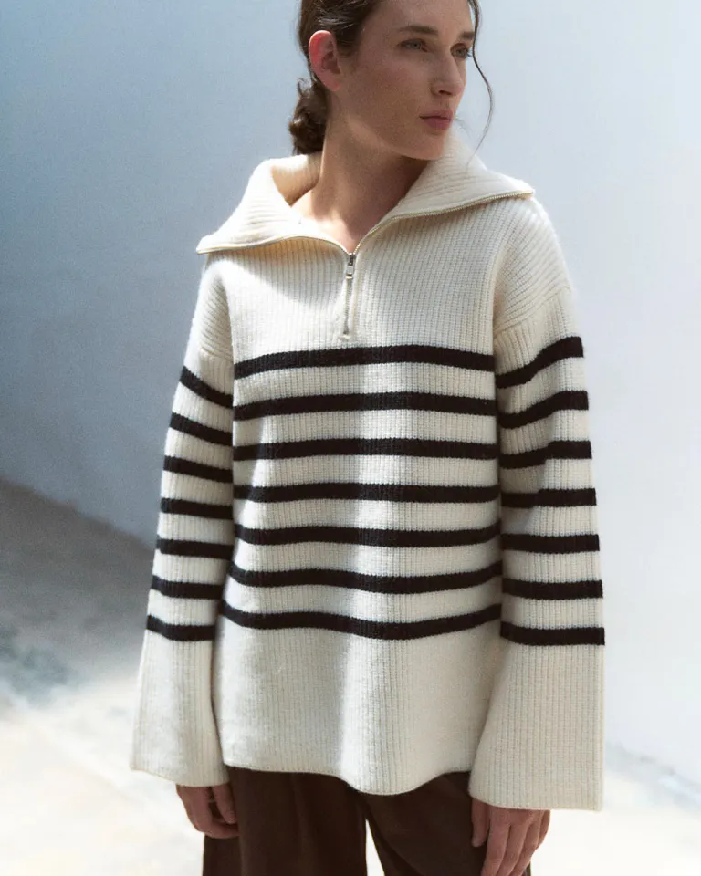 Suéter oversized de tejido grueso y rayas para mujer de Sky en Buzos y Sweaters para argentina