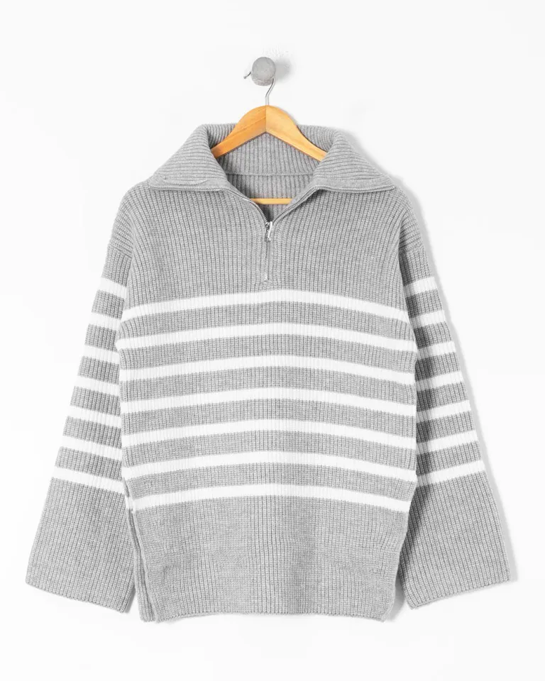 Suéter oversized de tejido grueso y rayas para mujer de Sky en Buzos y Sweaters para argentina
