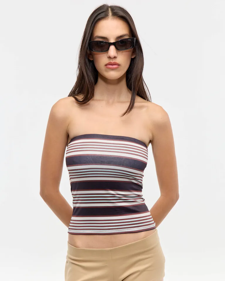 Top sin mangas estampado de rayas para mujer, versátil para día o noche de Ay Not Dead en Tops para argentina