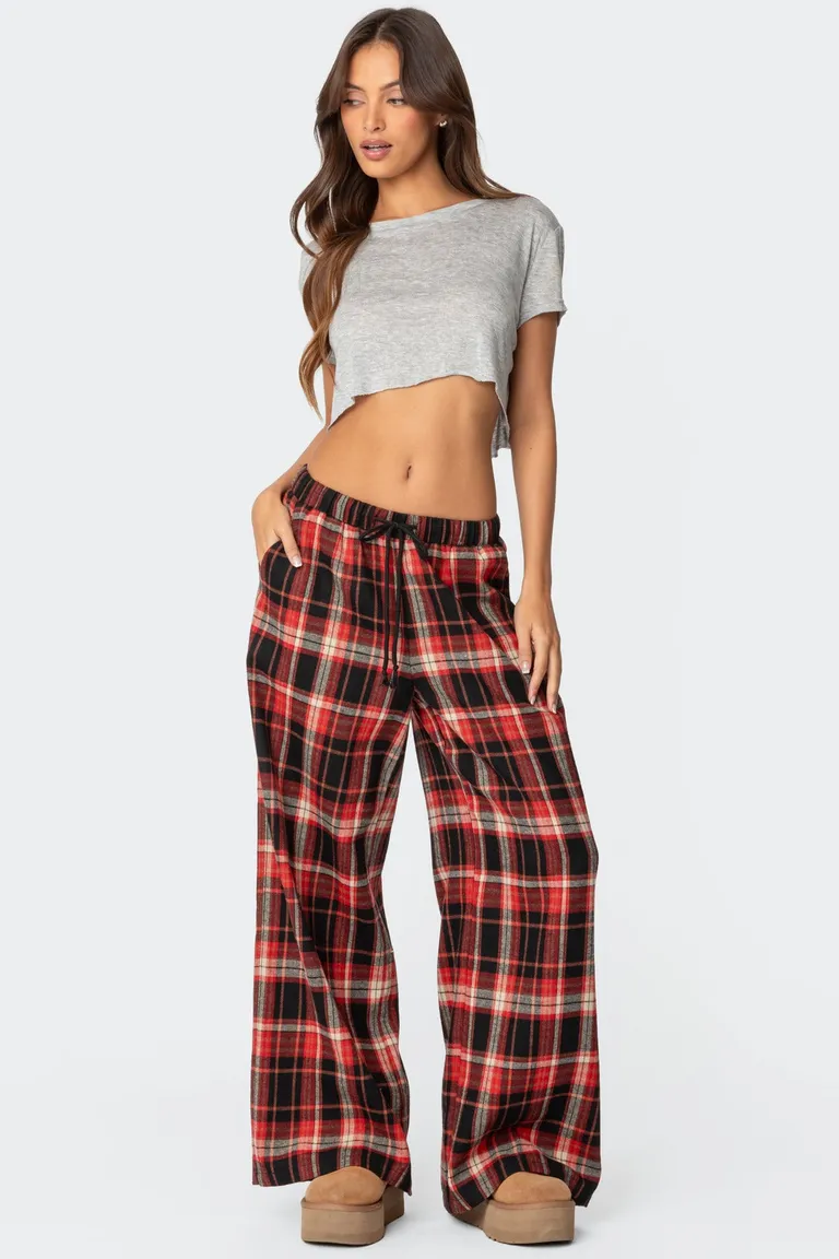 Pantalón lounge plaid pierna ancha de Edikted en Pantalones para argentina