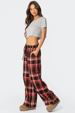 Pantalón lounge plaid pierna ancha de Edikted en Pantalones para argentina