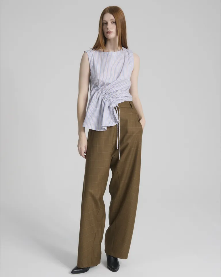 Top sin mangas a rayas con jareta lateral y ajuste frontal asimétrico de Blue Sheep en Tops para argentina