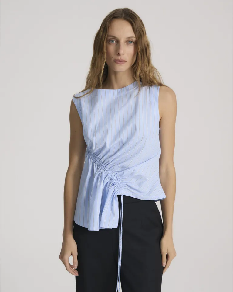 Top sin mangas a rayas con jareta lateral y ajuste frontal asimétrico de Blue Sheep en Tops para argentina