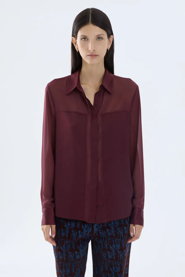 Camisa de mujer corte recto con cuello y manga larga de Portsaid en Camisas para argentina