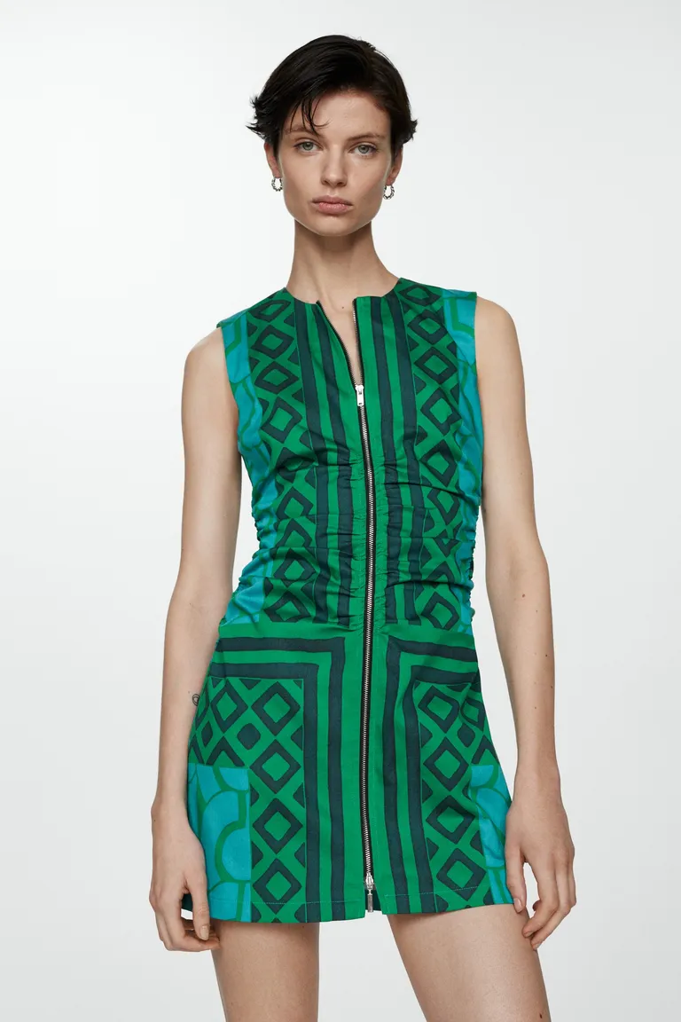 Vestido estampado cremallera delantera de Mango en Vestidos para argentina