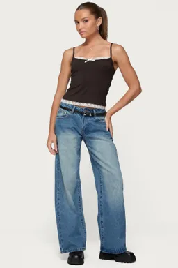 Jeans tiro bajo lavado ácido de Edikted en Pantalones para argentina