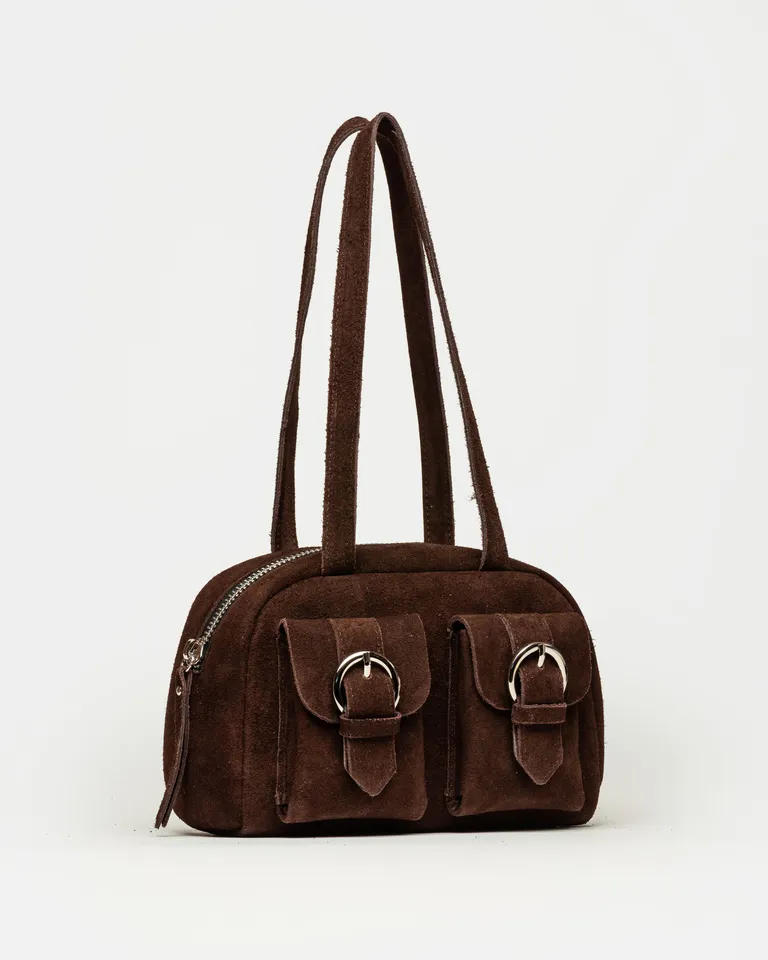 Cartera de hombro con bolsillos delanteros y hebillas metálicas de Prüne en Bolsos y Carteras para argentina