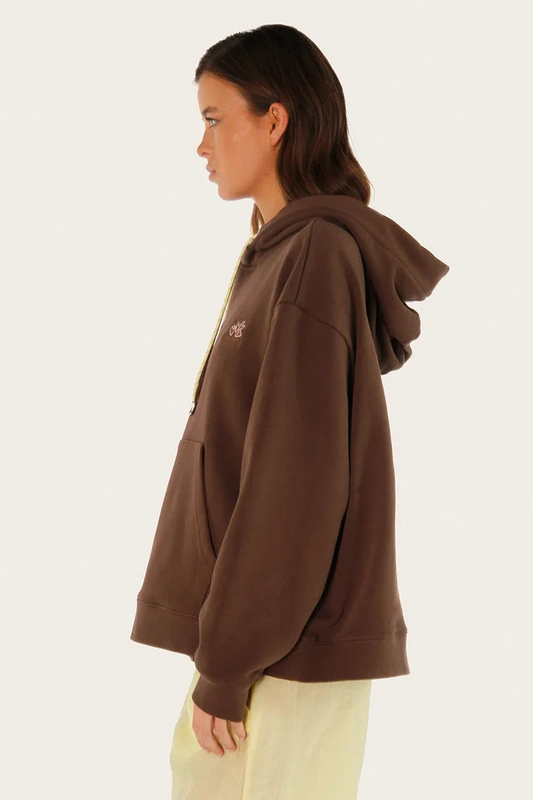 Buzo oversized marrón rústico con bordado exclusivo en la espalda de Sofia Sarkany en Buzos y Sweaters para argentina