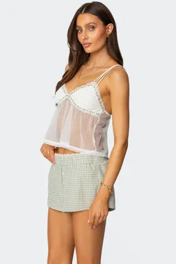 Musculosa babydoll encaje transparente de Edikted en Blusas para argentina