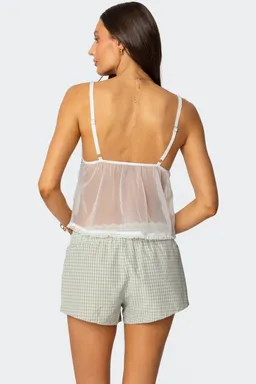 Musculosa babydoll encaje transparente de Edikted en Blusas para argentina