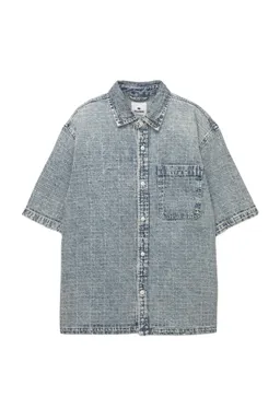 Camisa denim jacquard a cuadros de Pull&Bear en Camisas para argentina