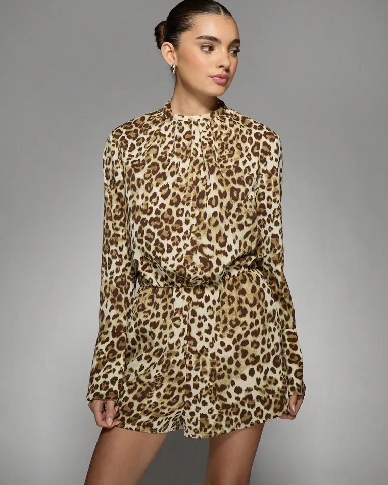 Mono leopardo elegante manga larga de Missguided en Monos para argentina