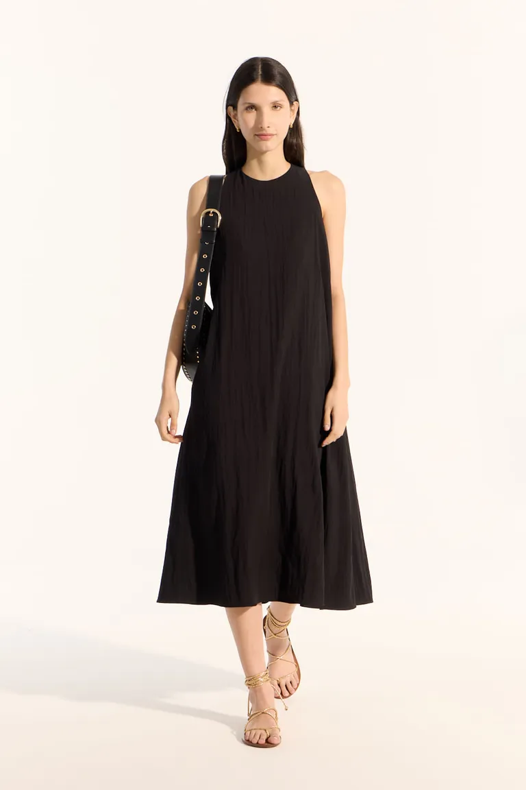 Vestido amplio de escote redondo y sin mangas, con detalles elásticos en la espalda de Portsaid en Vestidos para argentina