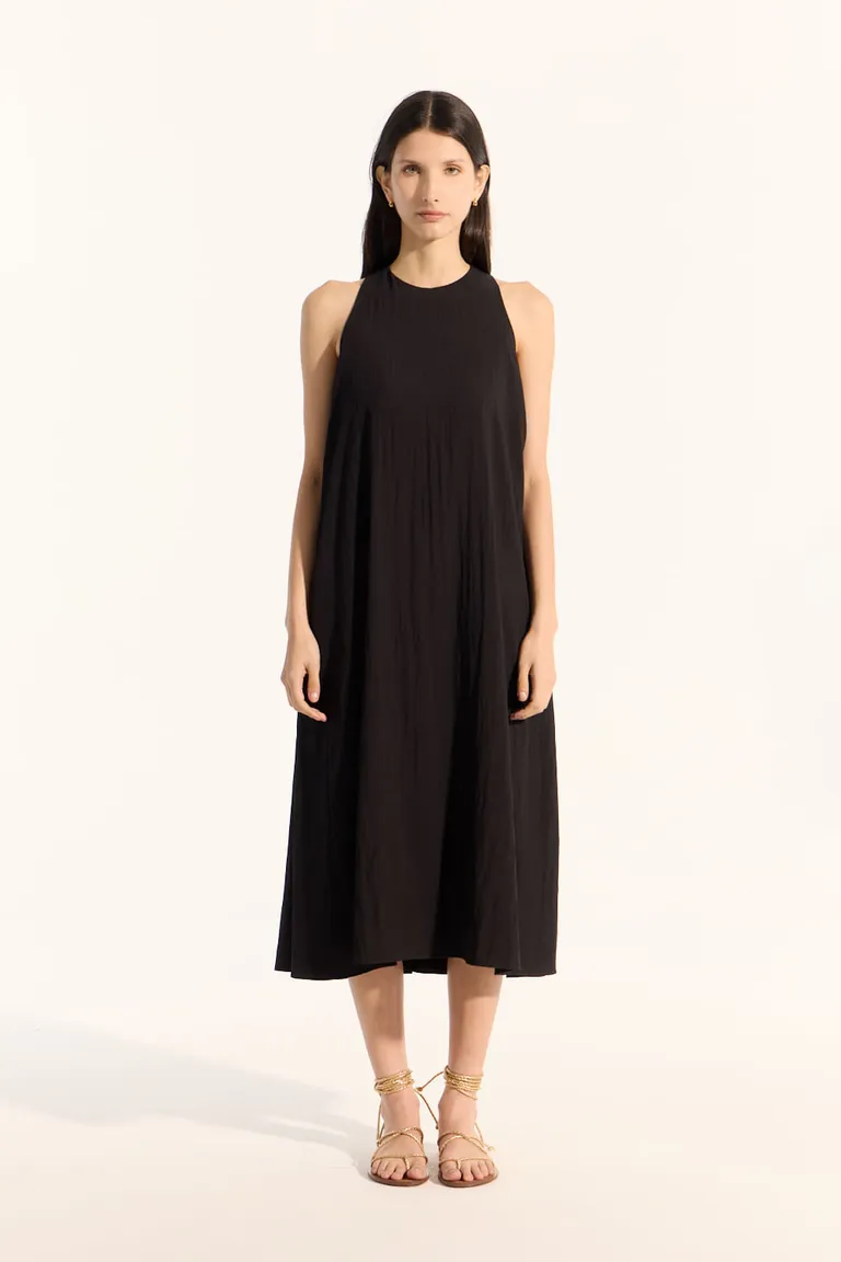 Vestido amplio de escote redondo y sin mangas, con detalles elásticos en la espalda de Portsaid en Vestidos para argentina