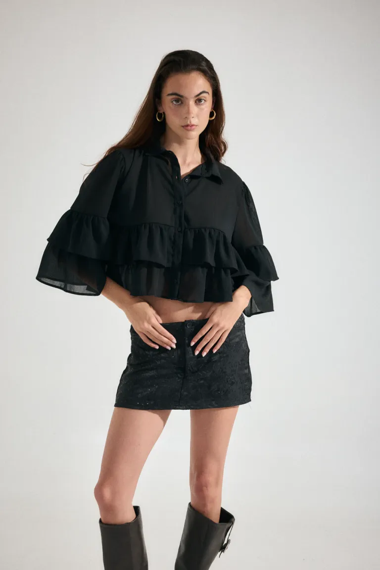 Camisa oversize con volados en color amarillo para mujer de Audaz en Camisas para argentina