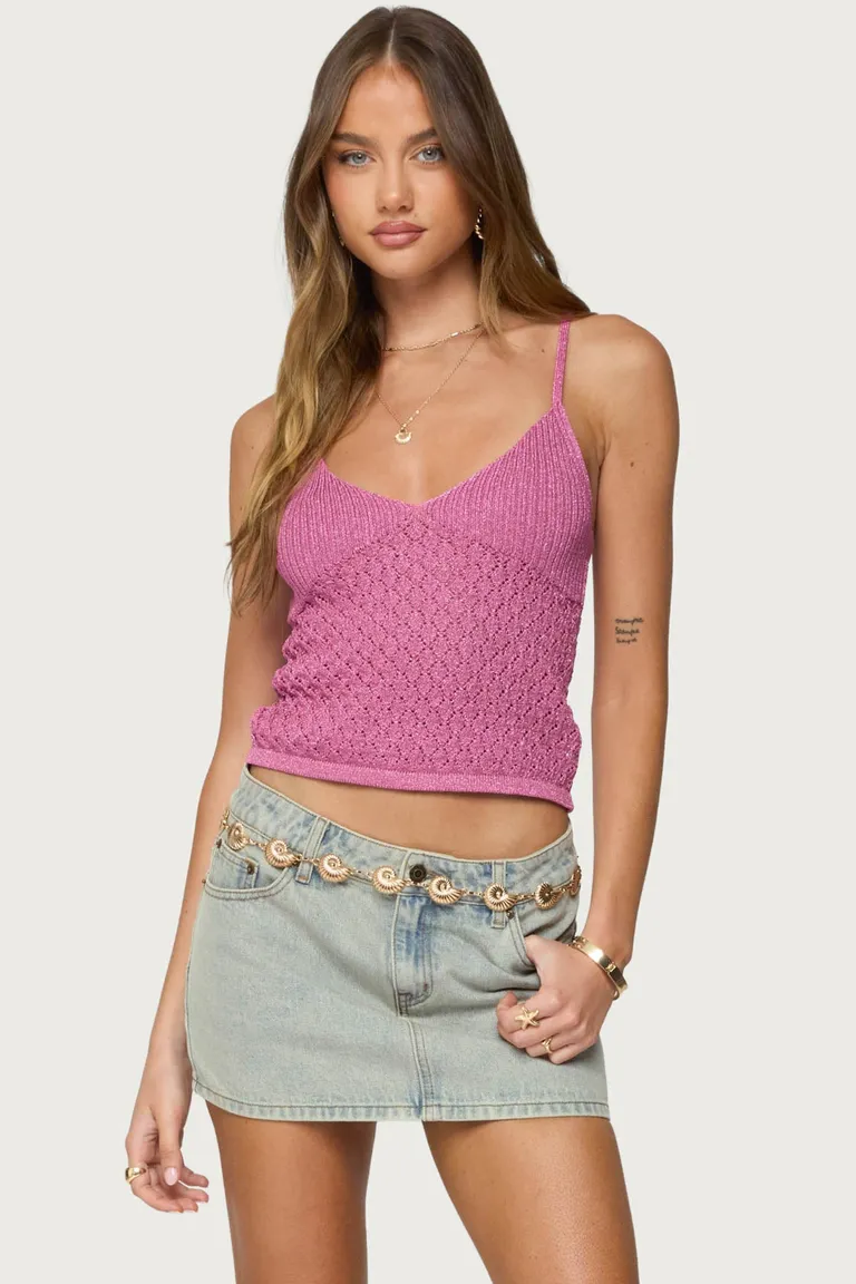 Musculosa tejida texturizada brillante frankey de Edikted en Tops para argentina