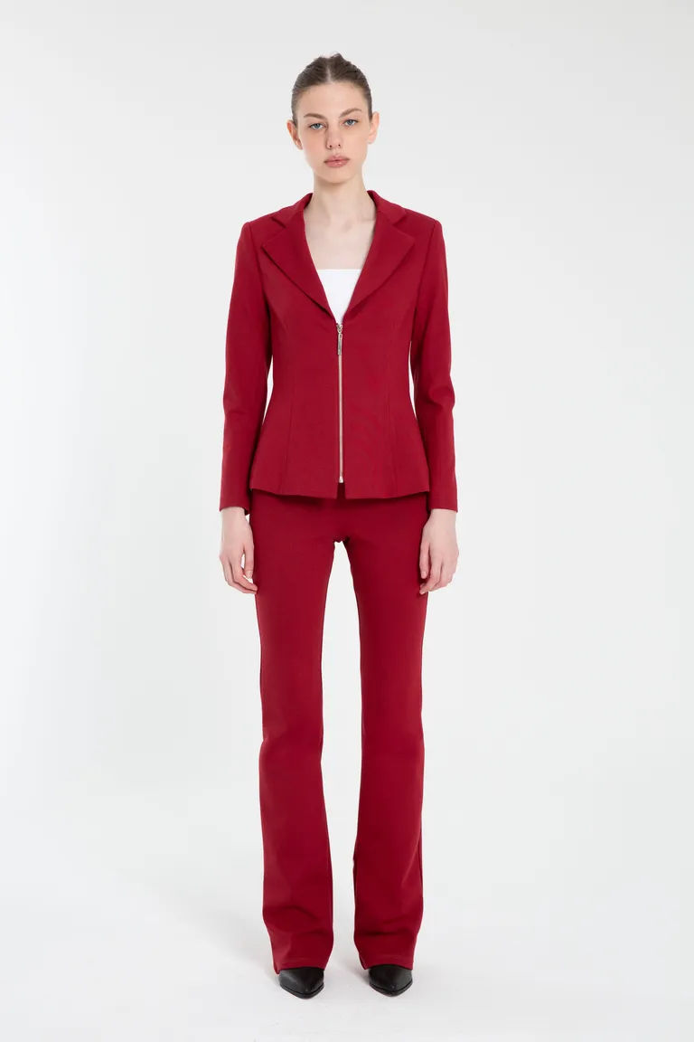 Blazer corto rojo de crepe sastrero con cremallera metálica de Naíma en Blazers para argentina