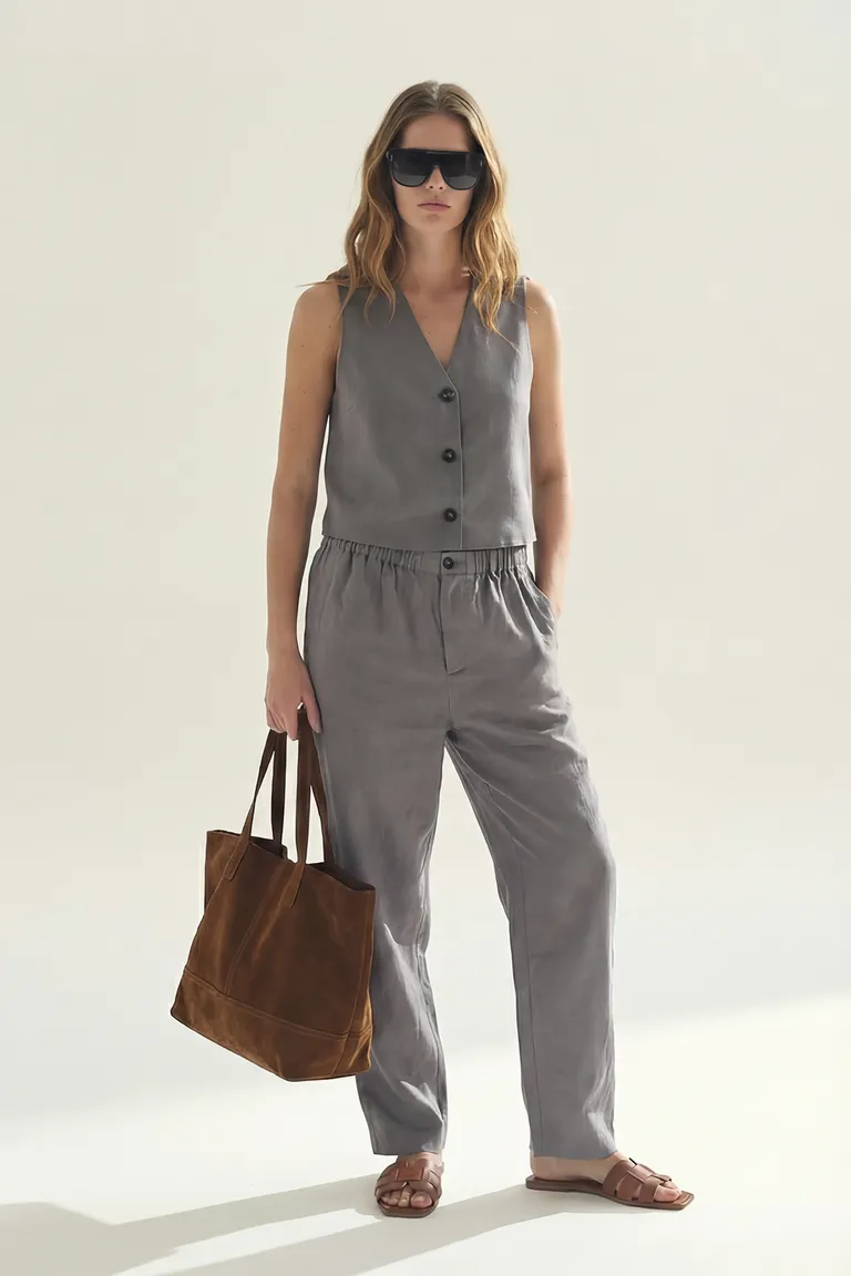 Pantalón gris informal y versátil para mujer de Akiabara en Pantalones para argentina