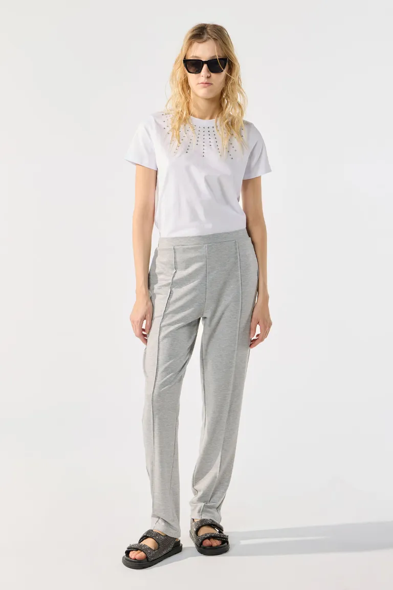 Pantalón babucha de tiro alto en tono gris con cintura elástica y bolsillos laterales de Cuesta Blanca en Pantalones para argentina