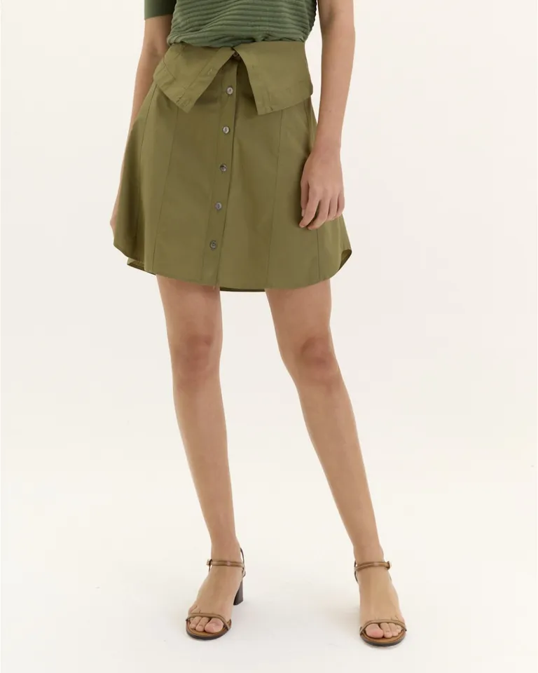 Falda corta de diseño con recortes y bolsillo frontal con lazo de Blue Sheep en Faldas para argentina