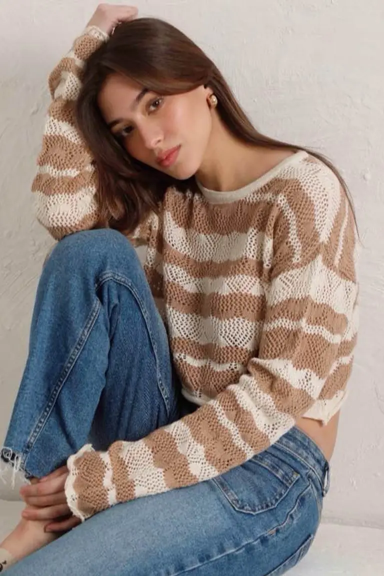 Sweater corto rayado de Hesed en Buzos y Sweaters para argentina