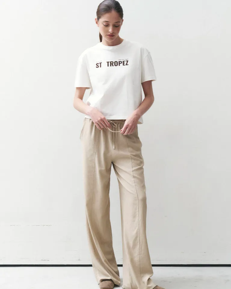 Pantalón de pierna ancha con cordón en la cintura de Sky en Pantalones para argentina