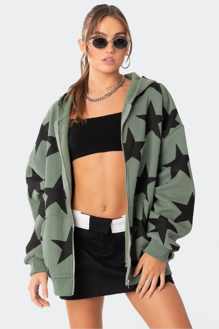 Buzo con capucha oversized star de Edikted en Buzos y Sweaters para argentina