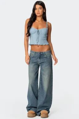Musculosa tejida con encaje de Edikted en Tops para argentina