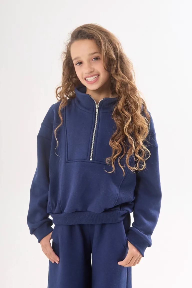 Buzo de frisa con cierre y recortes combinados para mujer de Belle en Buzos y Sweaters para argentina