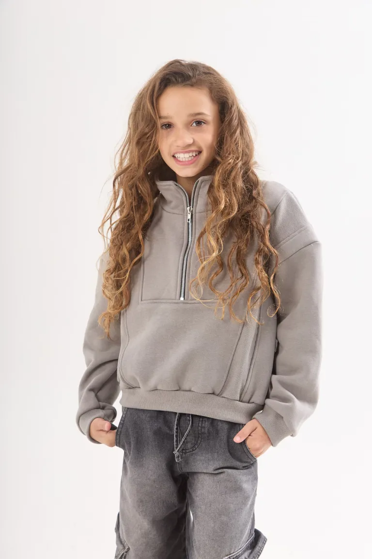 Buzo de frisa con cierre y recortes combinados para mujer de Belle en Buzos y Sweaters para argentina