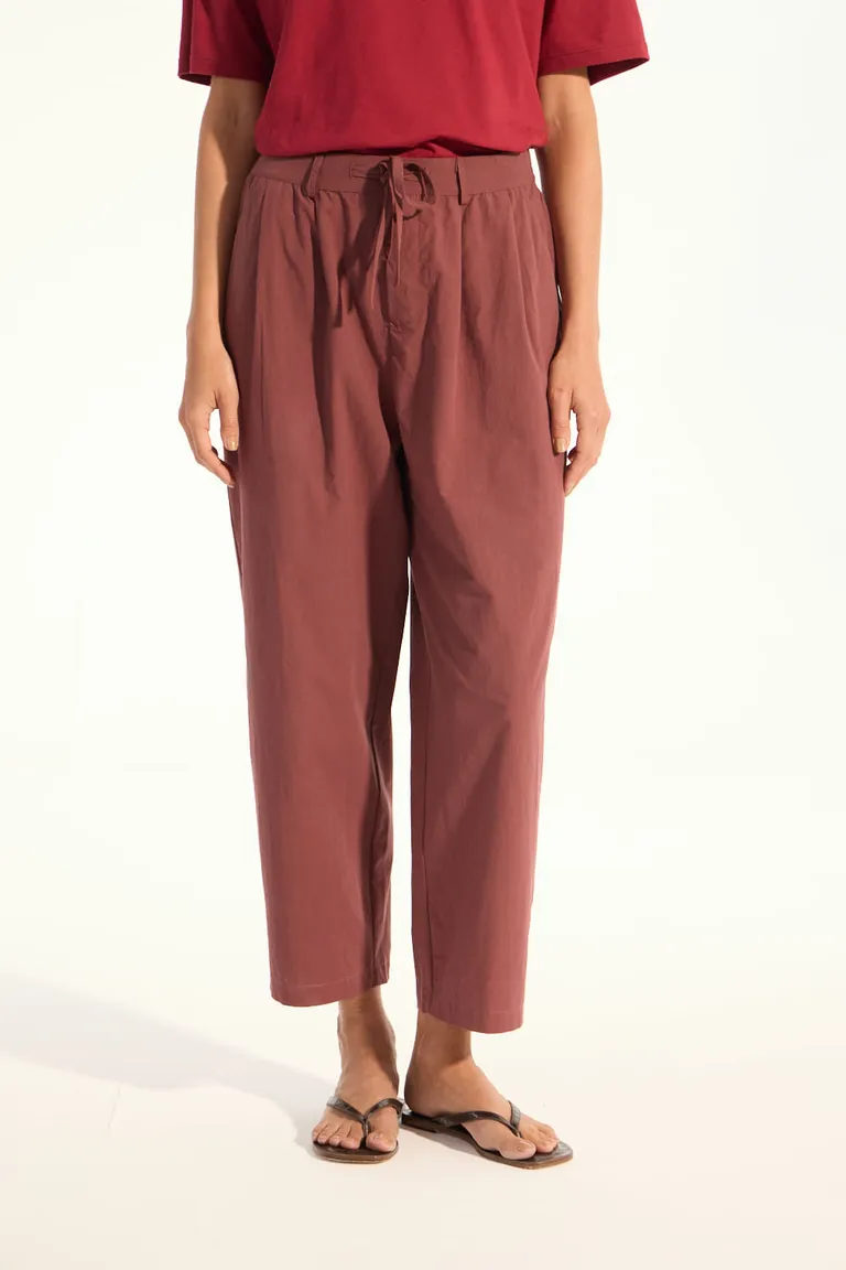 Pantalón baggy rojo de tiro alto y cintura elástica de Portsaid en Pantalones para argentina