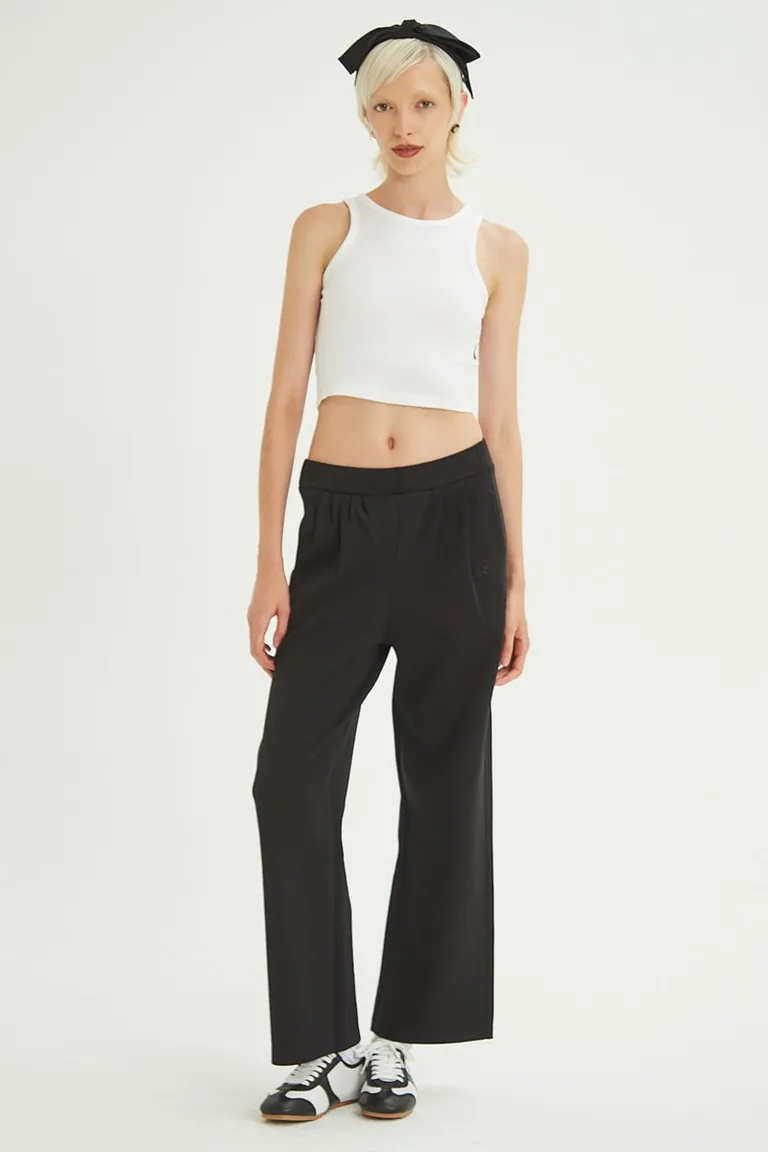 Pantalón de jersey negro de corte recto y largo para mujer de Las Pepas en Pantalones para argentina