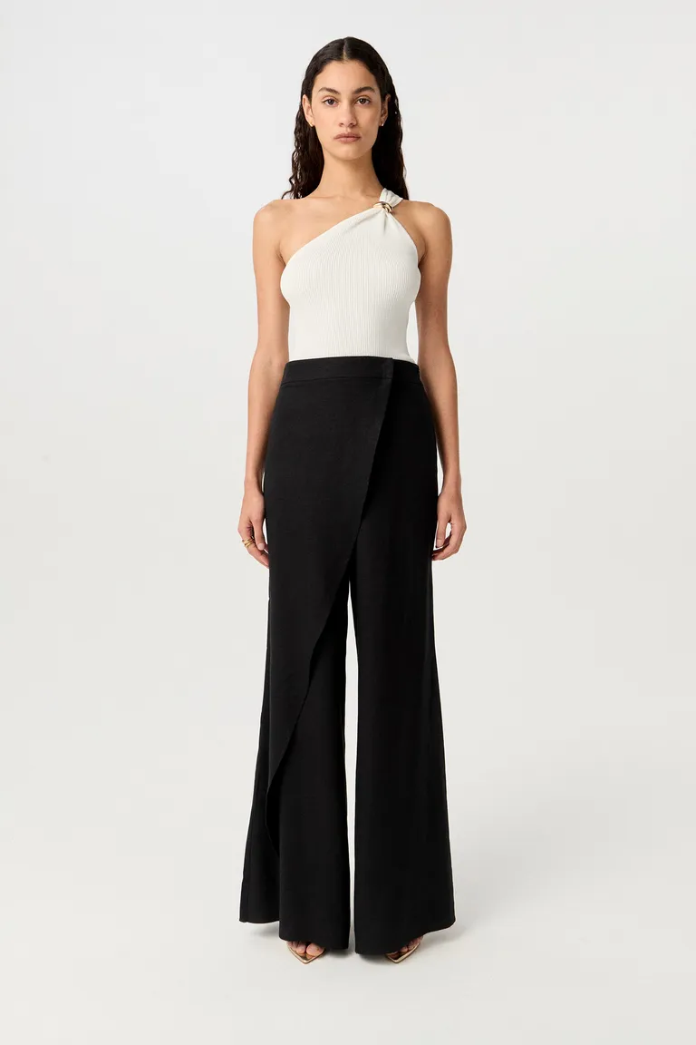 Pantalón de lino de corte envolvente y tiro alto de Markova en Pantalones para argentina