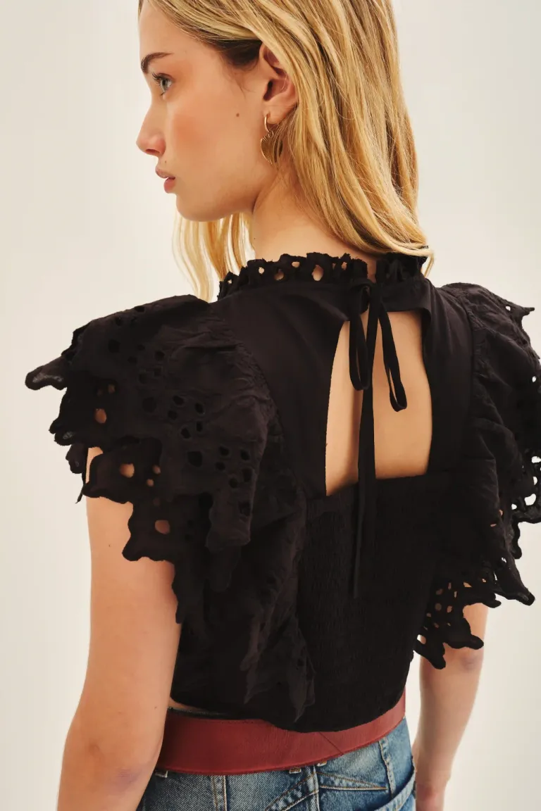 Camisa de voile de algodón con detalles bordados en las mangas de Rapsodia en Camisas para argentina