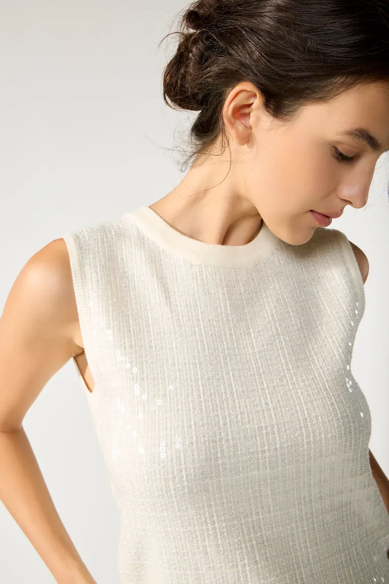 Chaleco de lentejuelas blanco - Un toque de brillo y elegancia a tu estilo de Cuesta Blanca en Chalecos para argentina
