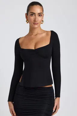Top modal escote corazón negro de Oh Polly en Tops para argentina