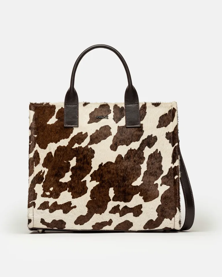 Cartera de mano Capri con estampado vaca en cuero para mujer de Prüne en Bolsos y Carteras para argentina