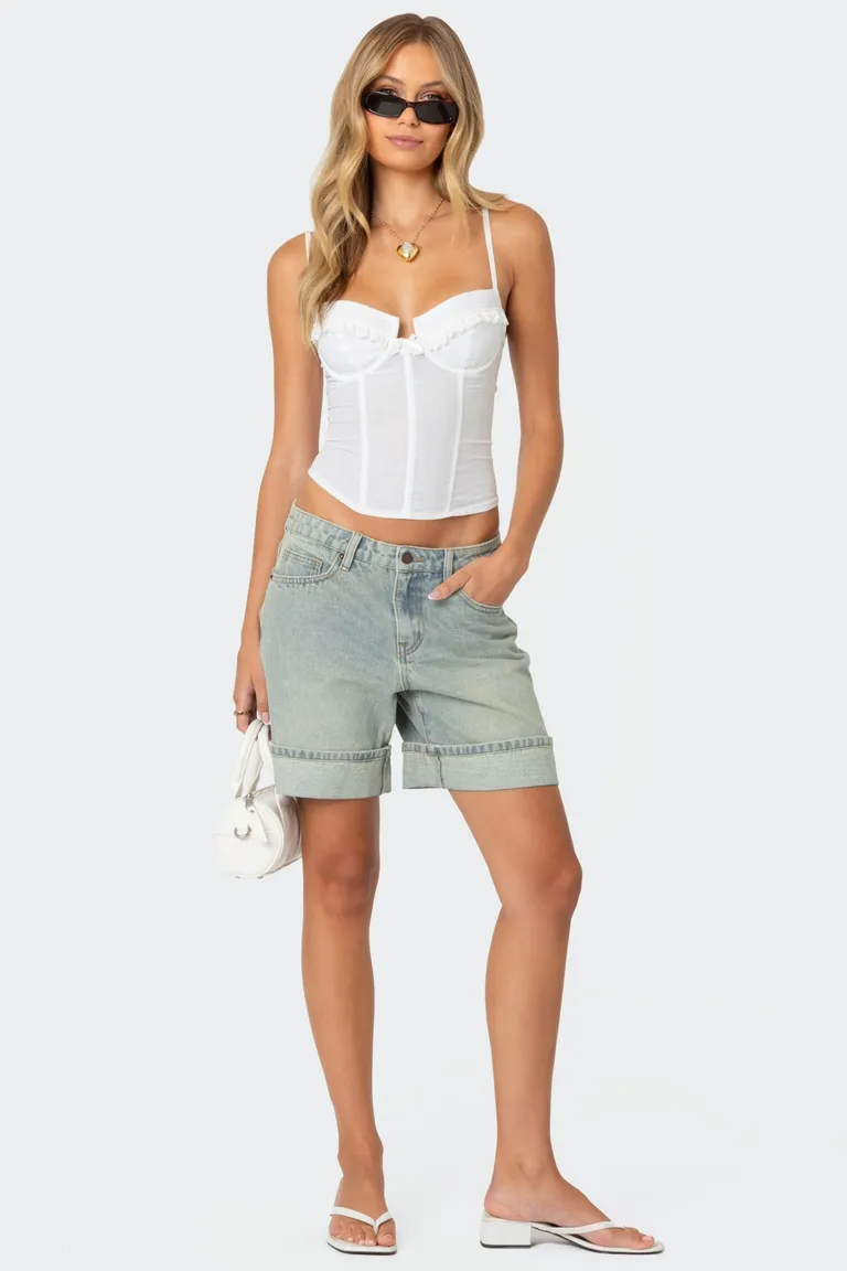Bermuda denim lavado dobladillo de Edikted en Shorts para argentina